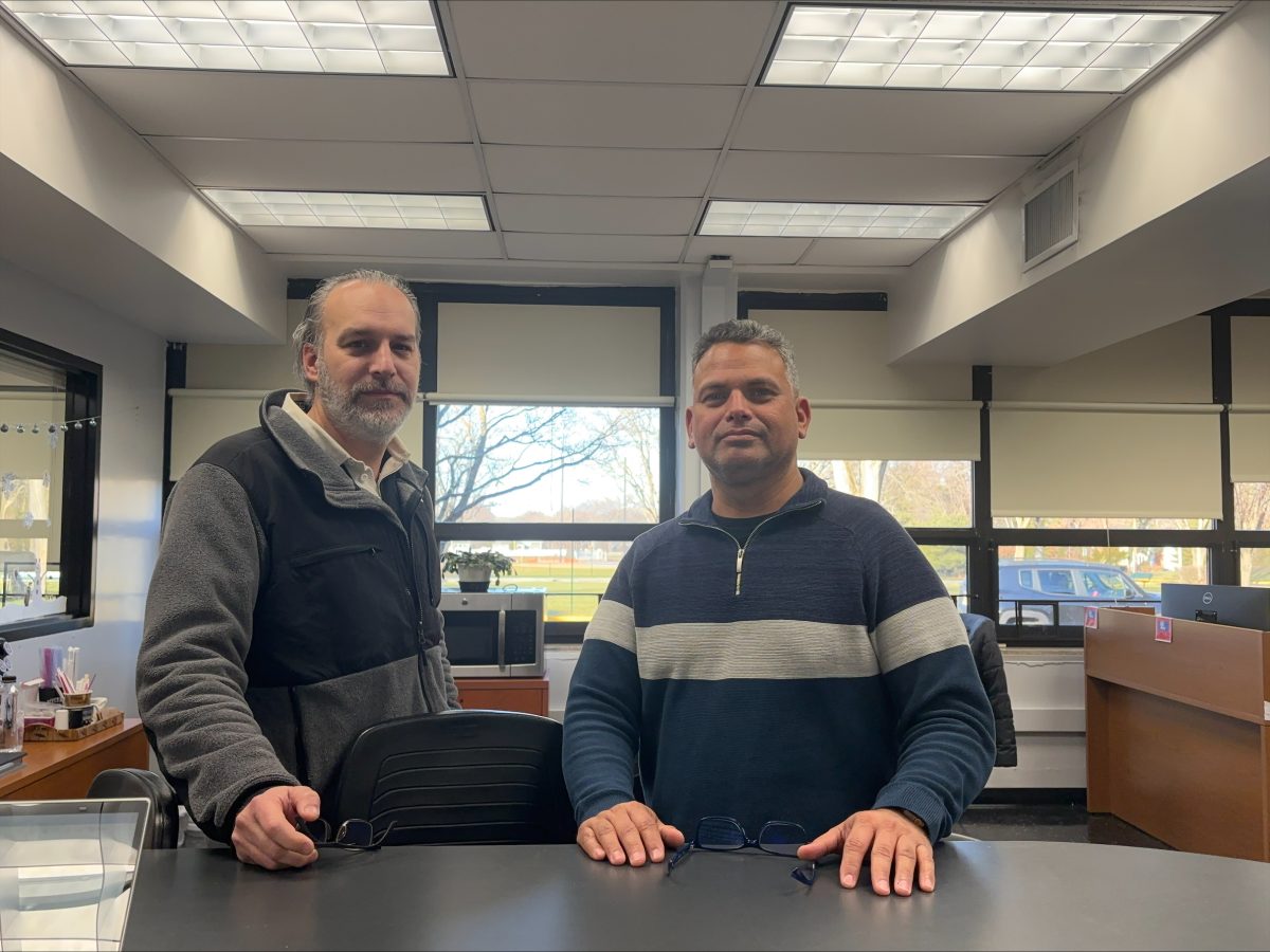 Marc Wachter and Freddy Tineo of River Dells Tech Department are ready, willing, and able.