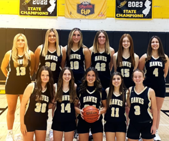 This year's team poses in the gym.